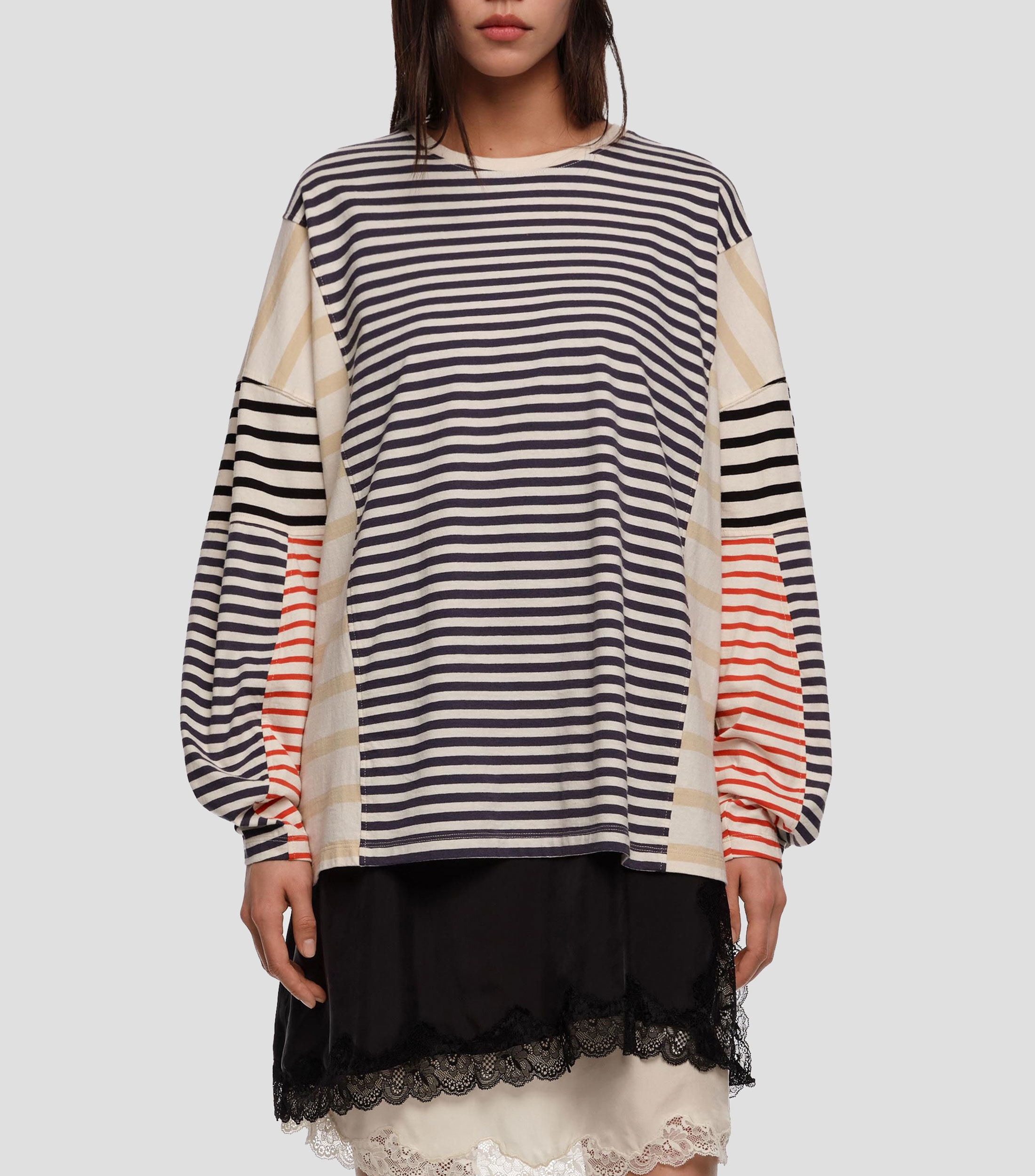 Playera oversized rayas multicolor Mujer
